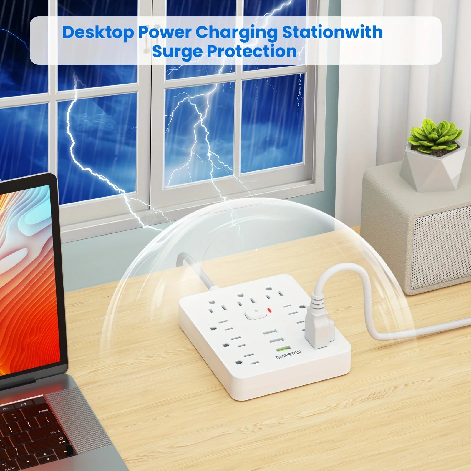 SurgeSocket™ All-in-One 9-Socket Anti-Surge Power Strip With Built-in Circuit Breaker(5ft)